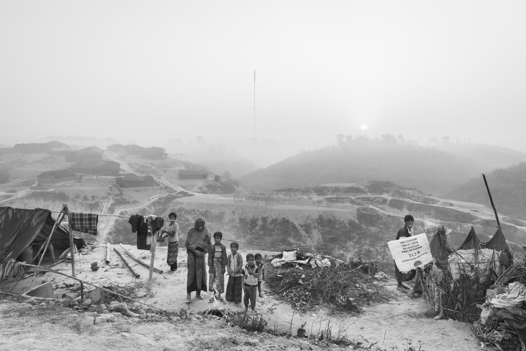 Newly built part of Kutupalong refugee camp hosting more than 50,000 Rohingya refugees that have arrived in Kutupalong camp alone during the past 3 months. Cox's Bazar, Bangladesh, February 2017