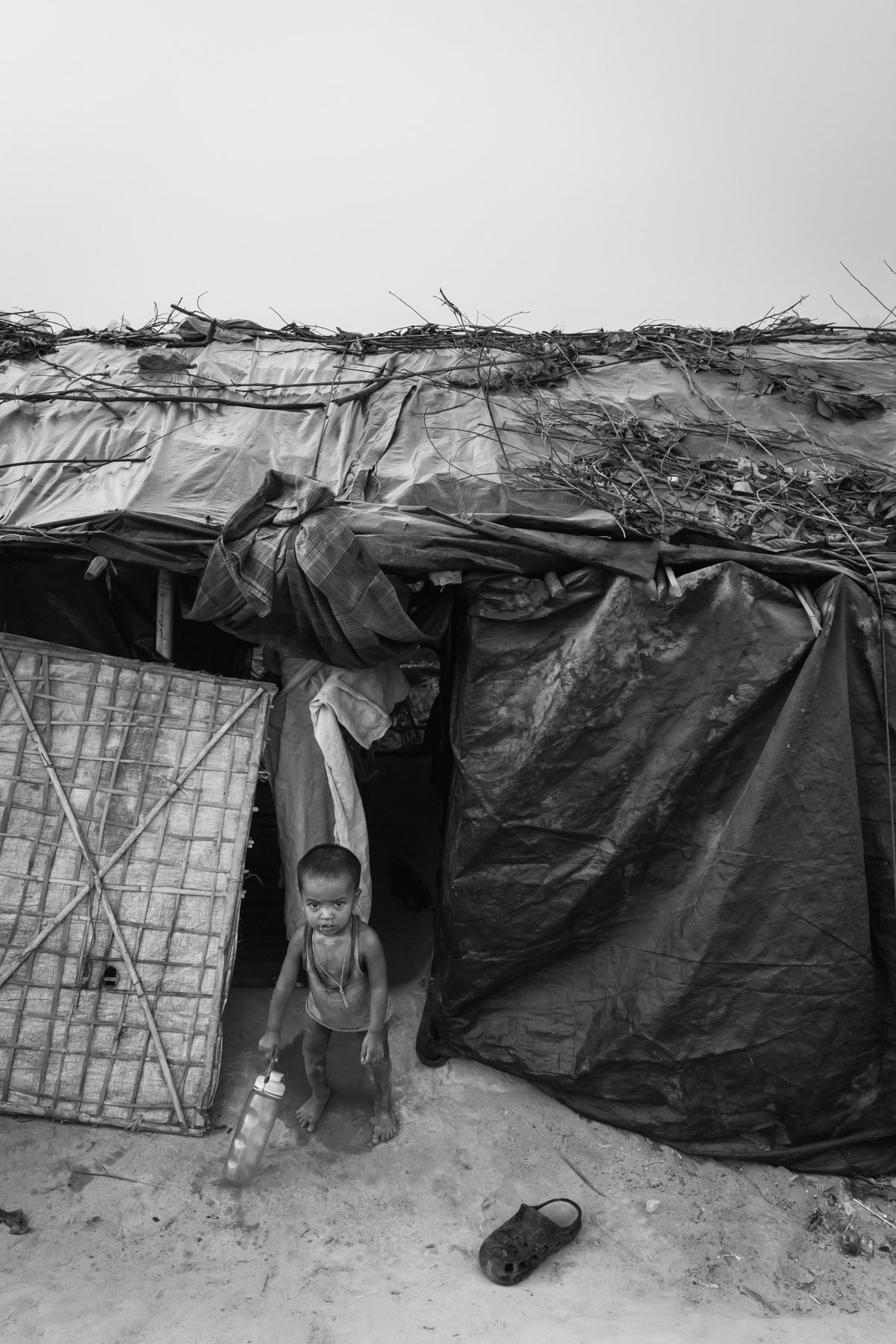 A Rohingya child that has recently arrived from Myanmar. The Rohingya have fled Myanmar since August and the start of the latest military security operations that are now widely qualified as ethnic cleansing campaigns. Thangkhali refugee camp, Ukhiya, Bangladesh, March 2018