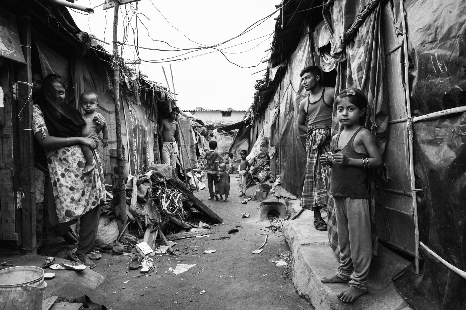Rohingya refugees from Burma, Balapur makeshift camp, Hyderabad, India, June 2016