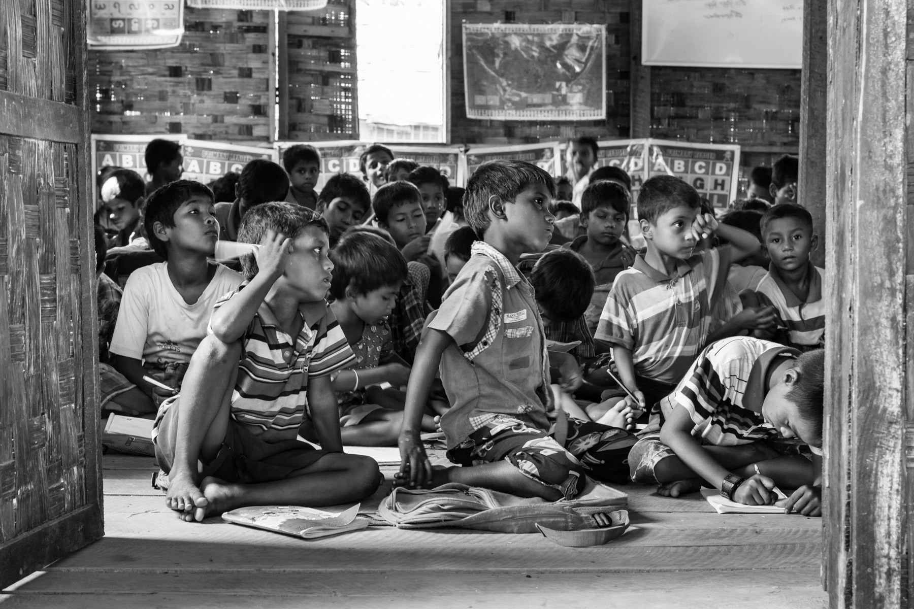 School for Rohingya children supported by international organisations, Thau Chuang camp, Sittwe, Myanmar, September 2015