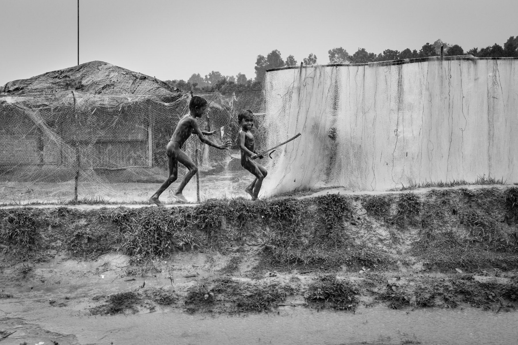 Rohingya refugee camp during monsoon, Shamplapur, Bangladesh, June 2015