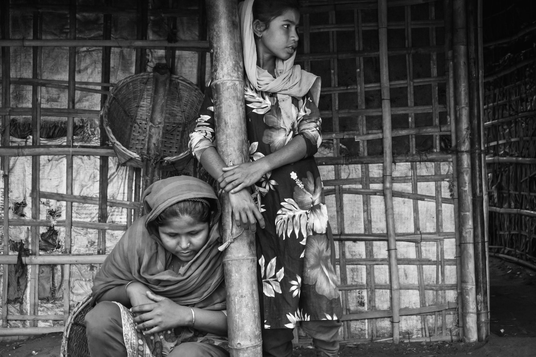 Rohingya refugees who fled from northern Rakhine in 2016 and settled themselves near the fish drying processing plants of Cox's Bazar. Najirar Tak, Bangladesh, March 2018