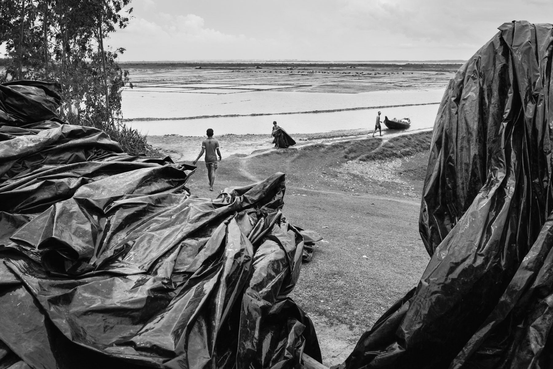 Rohingya working on the salt fields, Maheskhali, Bangladesh, May 2016