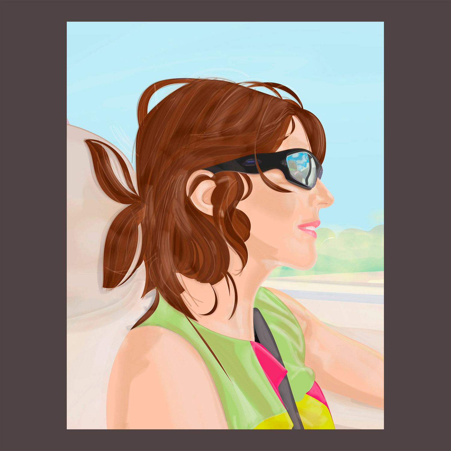 #851 Sarah driving (Sunday Drive), 2014. New Media, 60x50cm