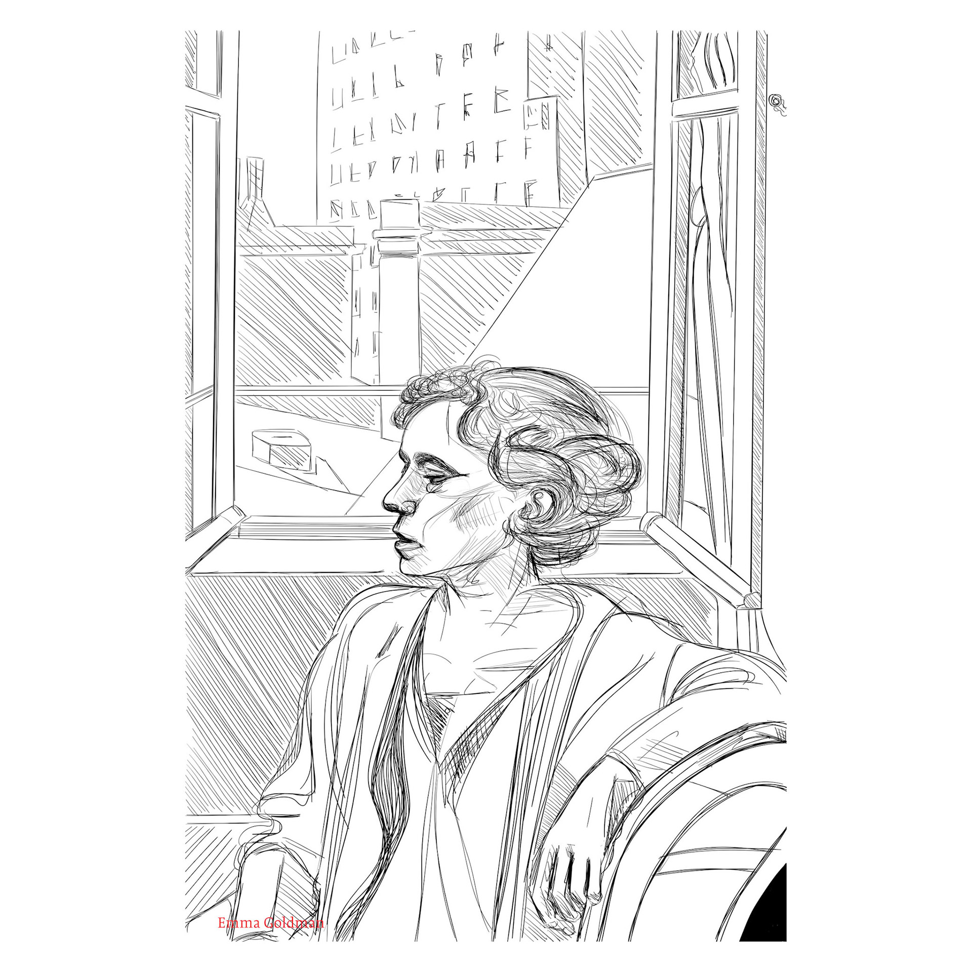 #1909DRW Emma Goldman (Filippo Trasatti, Dialoghi immaginari su anarchia e libertà, Eleuthera, Milan 2024)