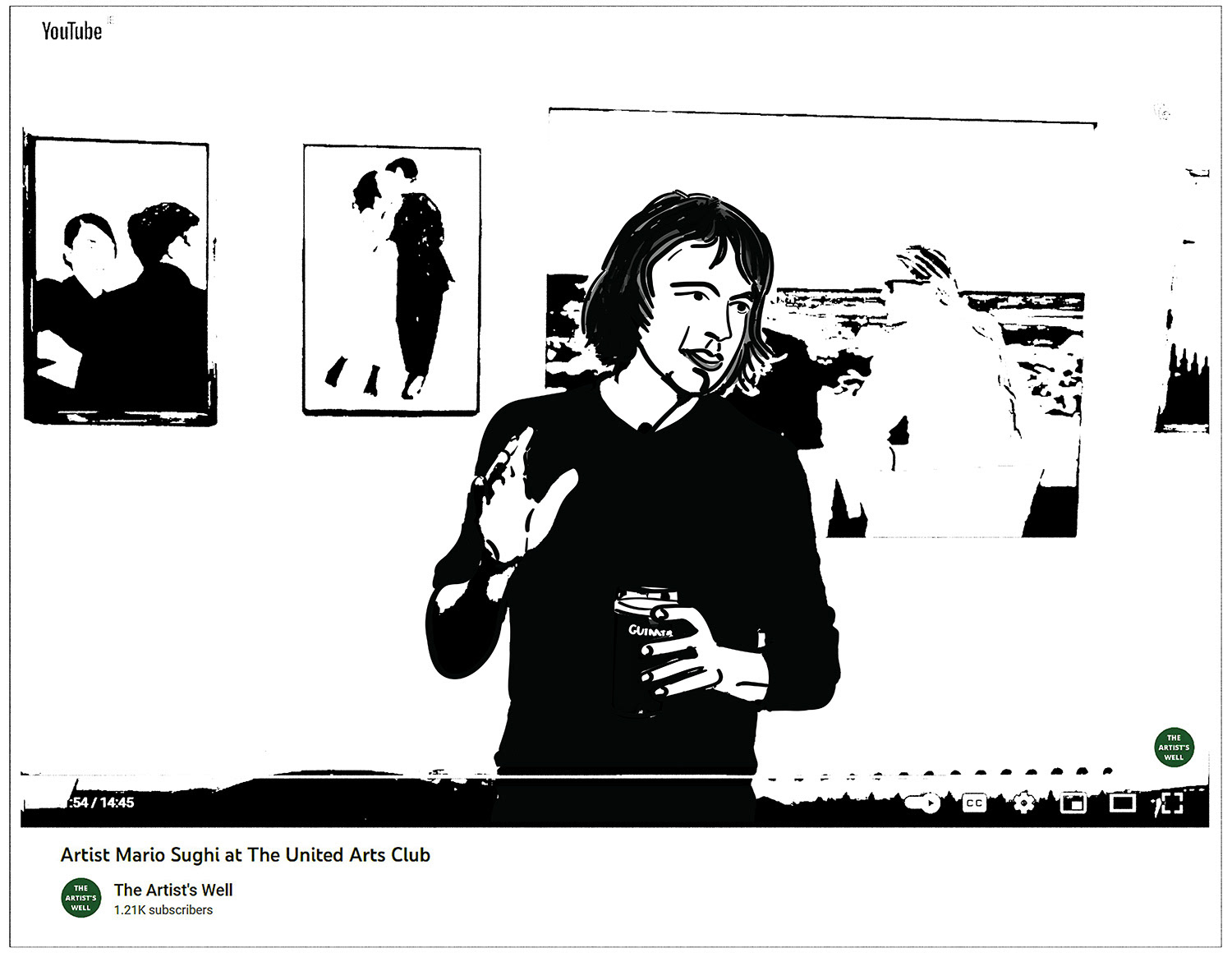 Mario Sughi, nerosunero, Artist's Talk, at the United Arts Club, Dublin