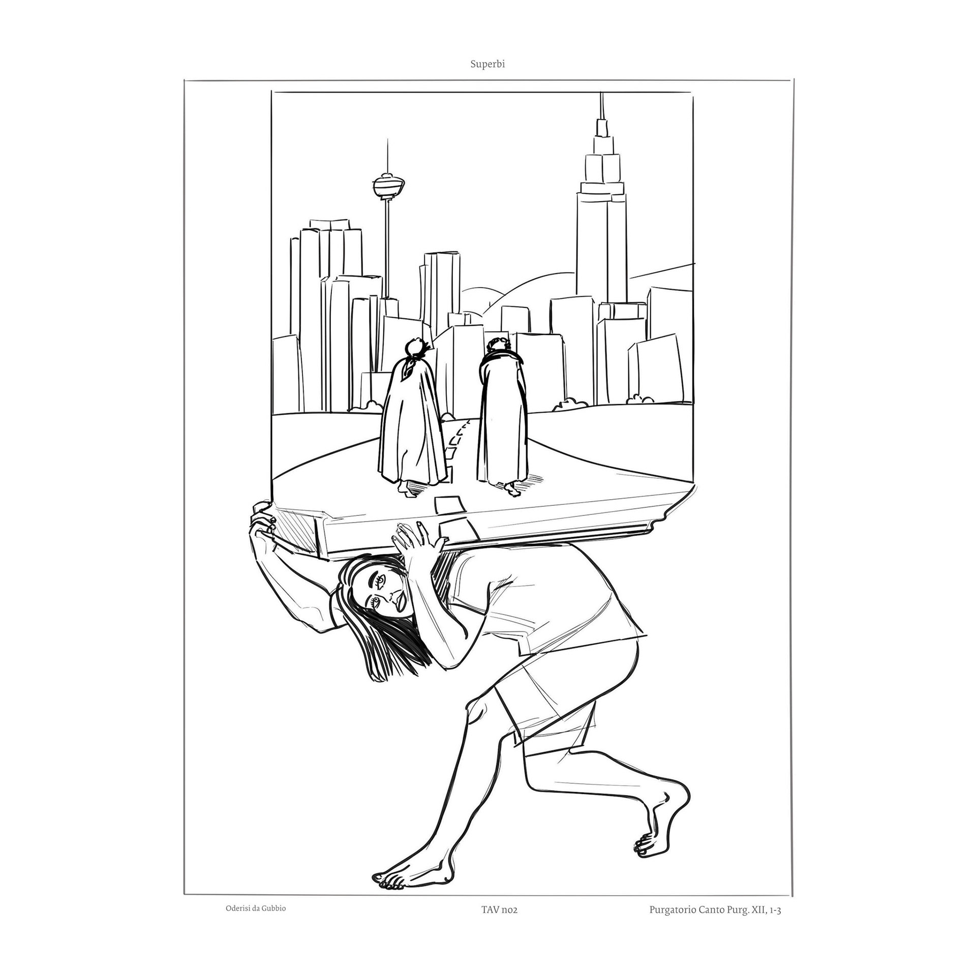 #Drw2021-#1554DRWB Dante: Il Beato Regno. Tav 5 Oderisi Superbia Canto XII (Drawing) 2021