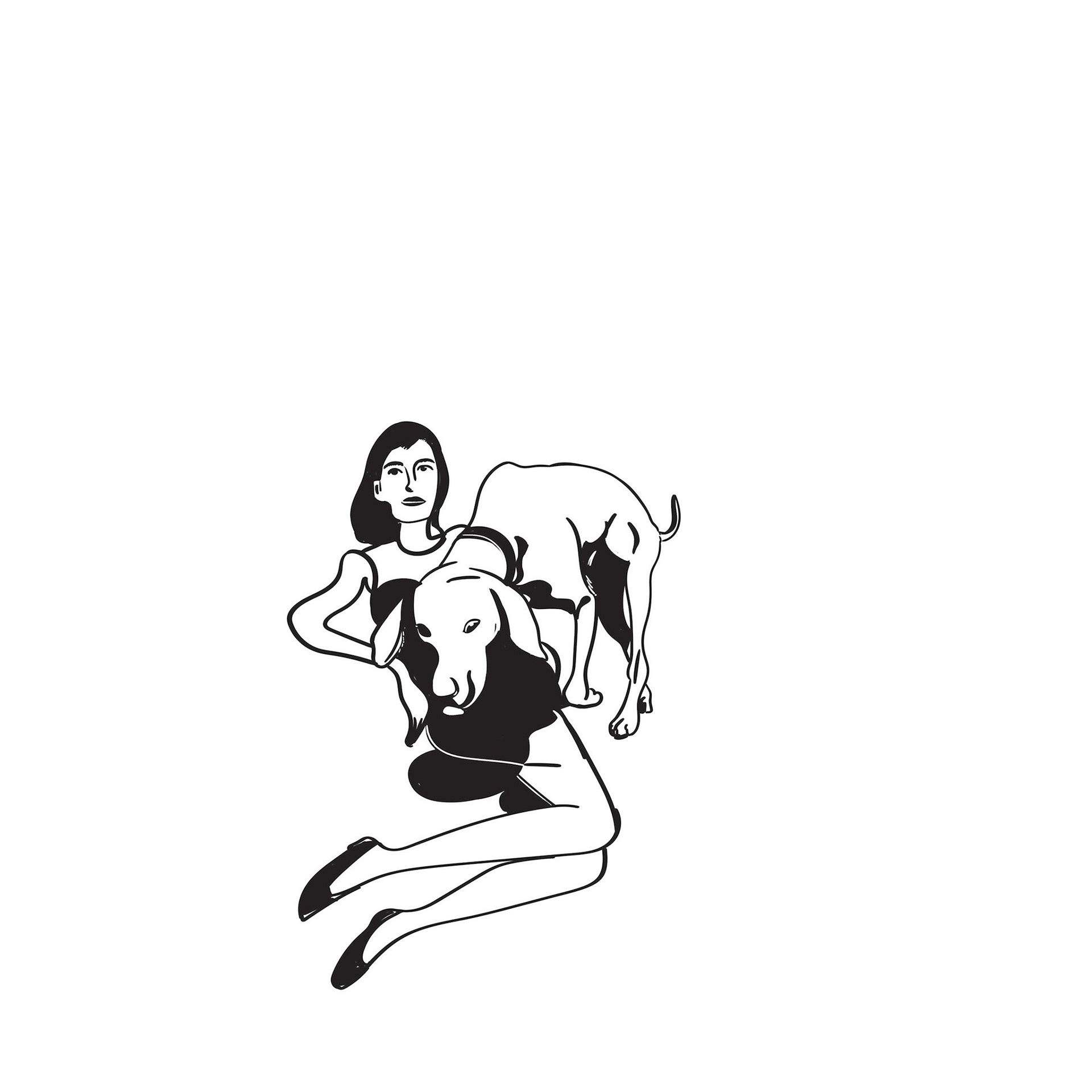 #1832DRW Study for Cover (Girl with dog / Lacca) 2023