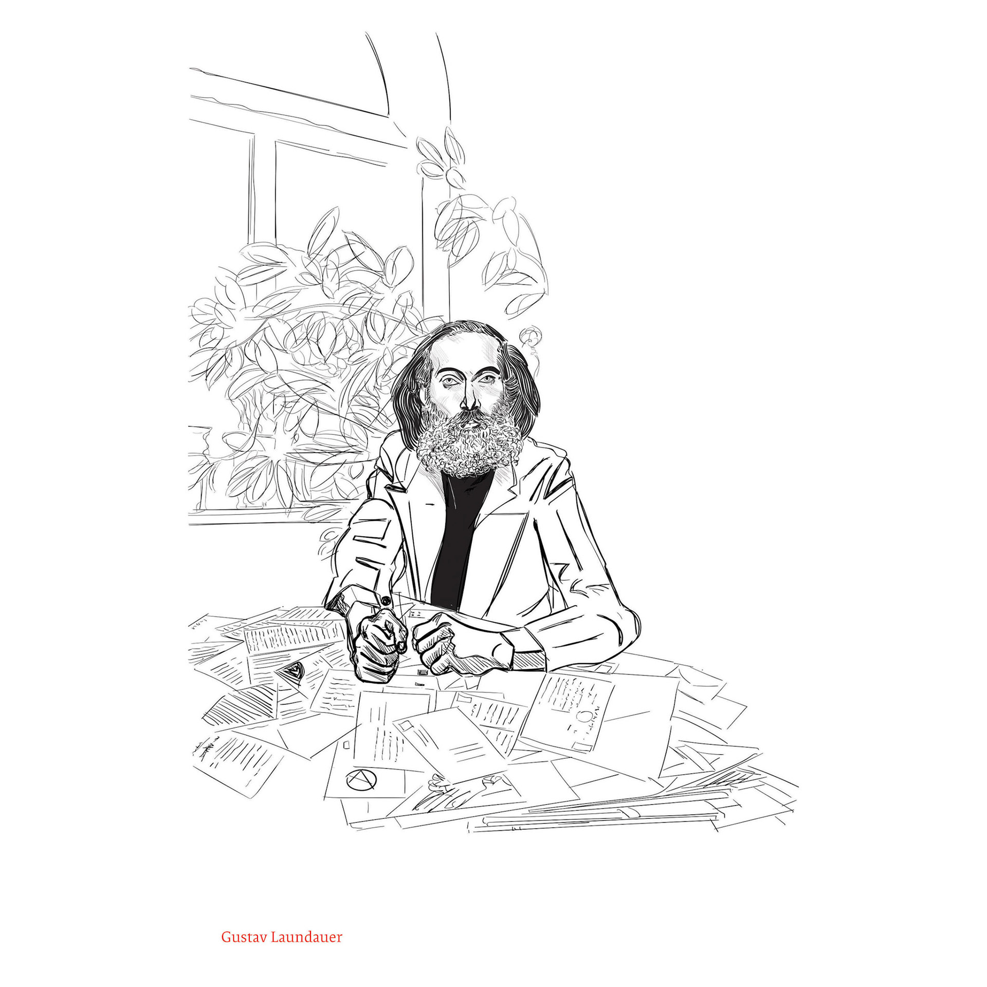 #1905DRW Gustav Laundauer (Filippo Trasatti, Dialoghi immaginari su anarchia e libertà, Eleuthera, Milan 2024)