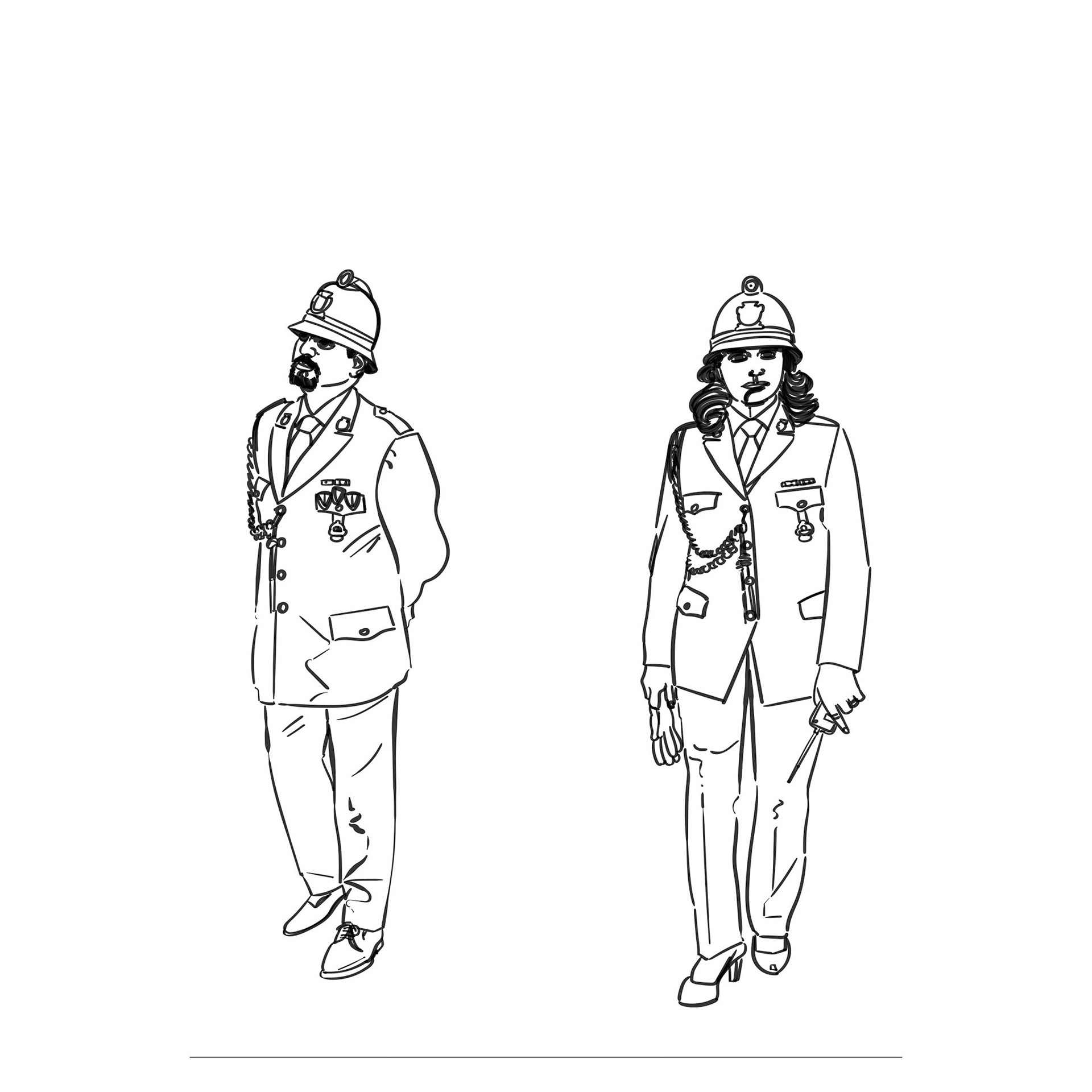 #Drw-#2021-x040 Figures in uniform (Preliminary study for The Milaneser) 2021