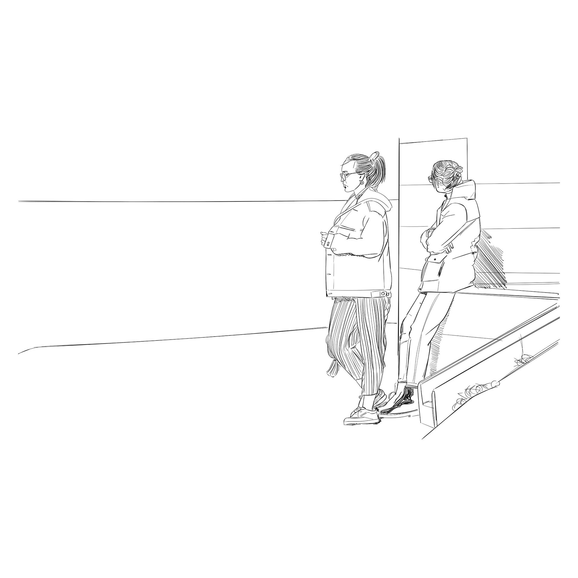 #Drw-#2021-x006 Sisters (On the West Pier) 2021