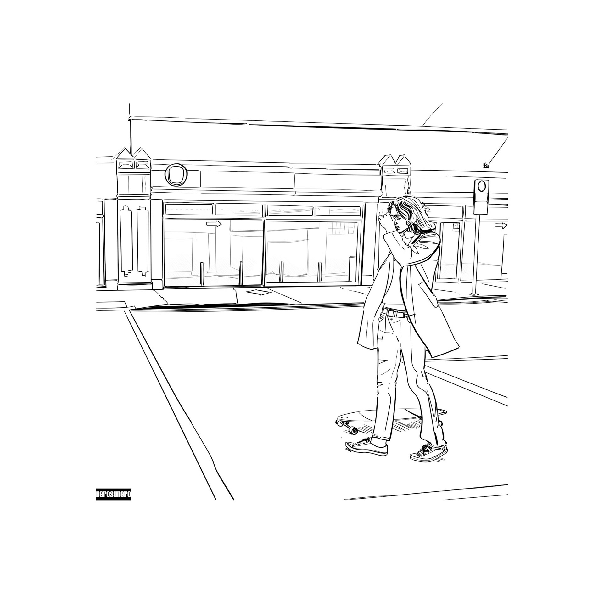 #Drw2021-#1585 Man and skateboard (Sandycove, Dublin) 2021