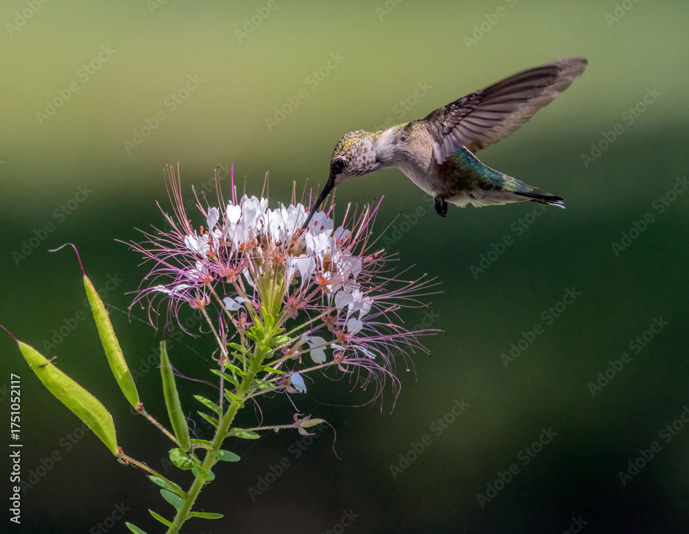Ruby-throated Hummingbird in Red-whiskered Clammyweed