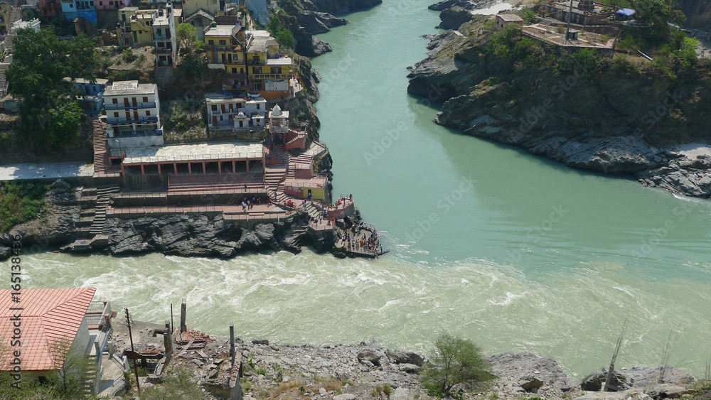 Confluence of Alaknanda and Bhagirathi