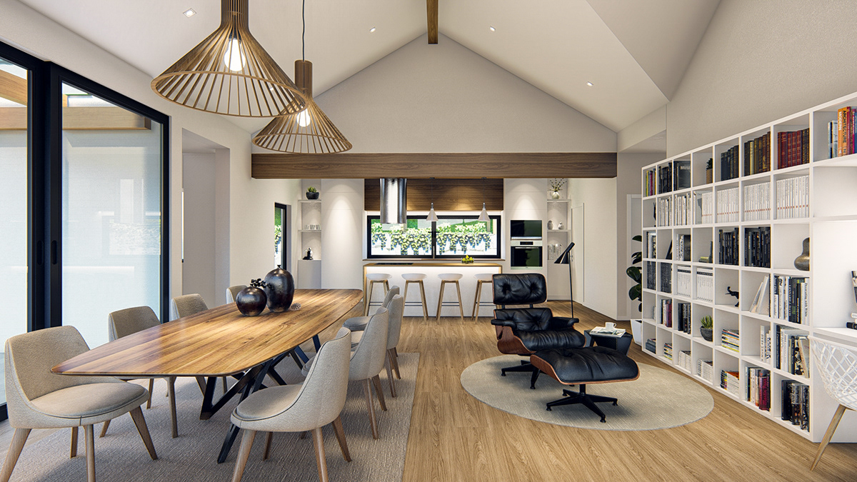 Márcio Silva - 3D minimalist wooden house interior
