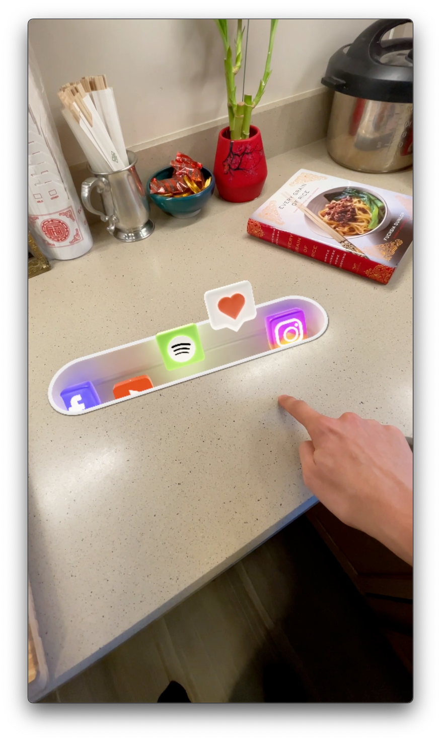 Pulling back opens a selected app