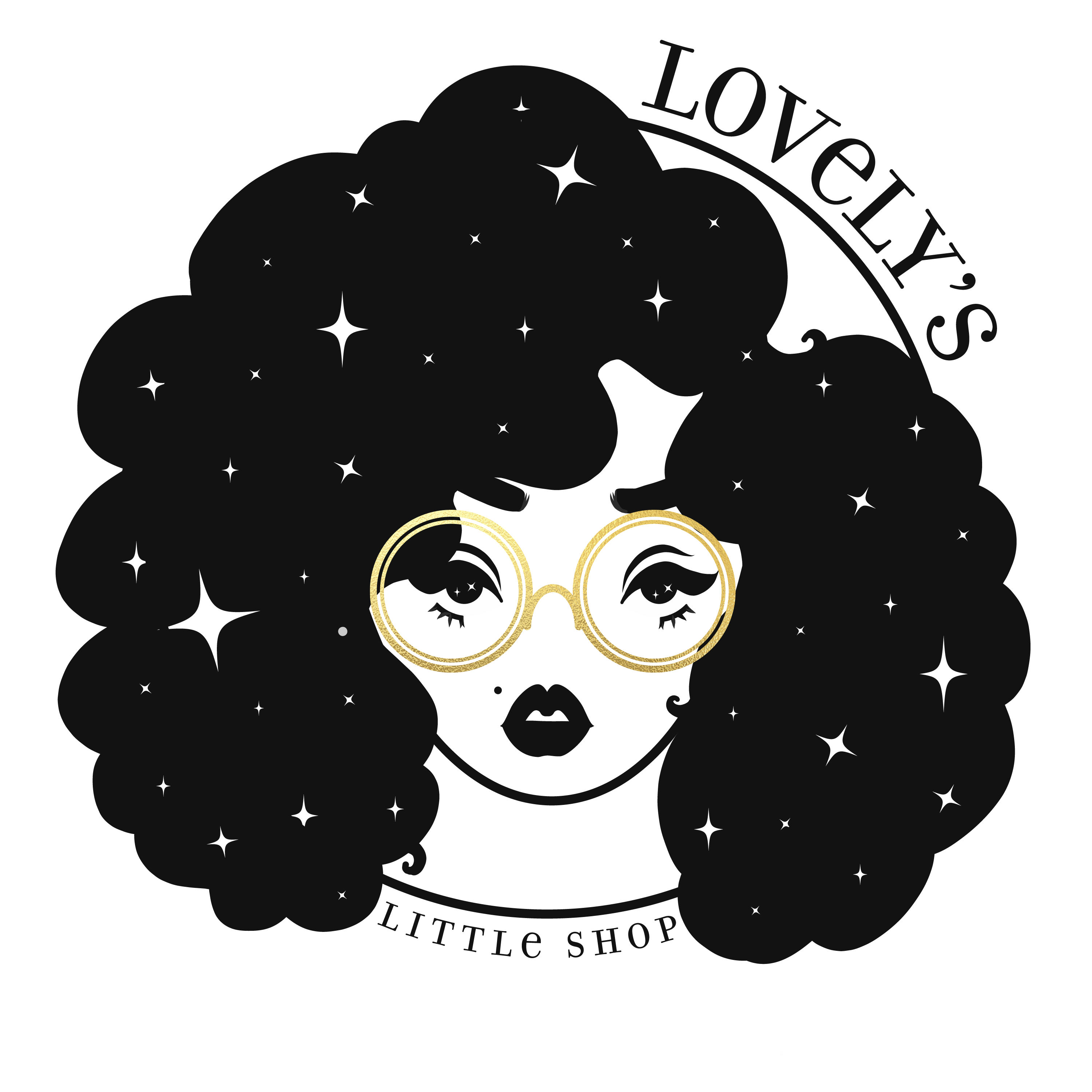 Lovely's Little Shop Logo Afro Girl With Glasses