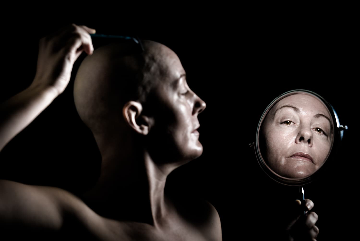 Actor Julia Brothers shaving head for a play called “Wit” where she played a cold college professor with terminal ovarian cancer.