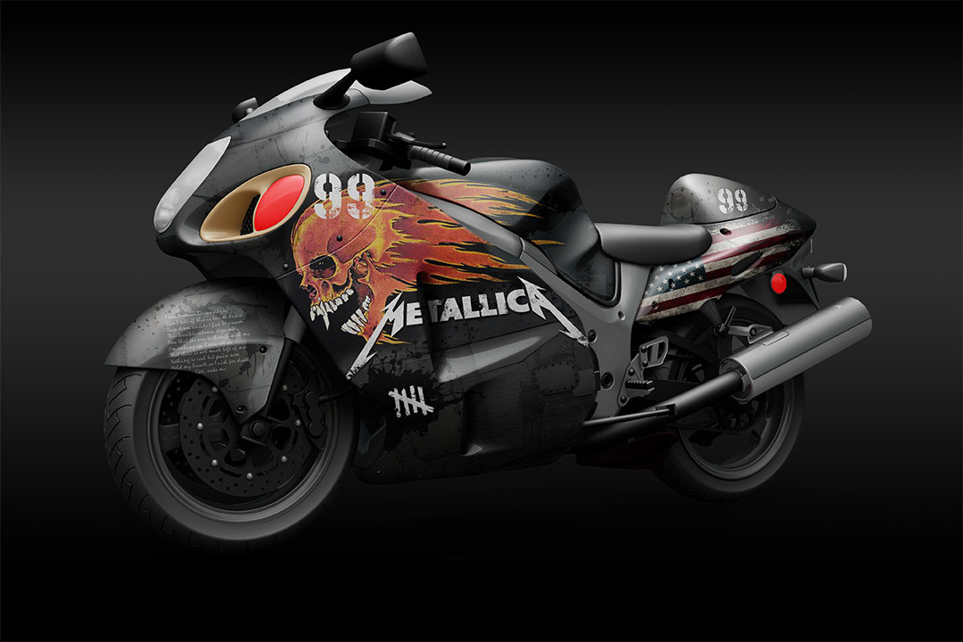 I created my own design from the original PSD. This is a Metallica/Bomber themed design.