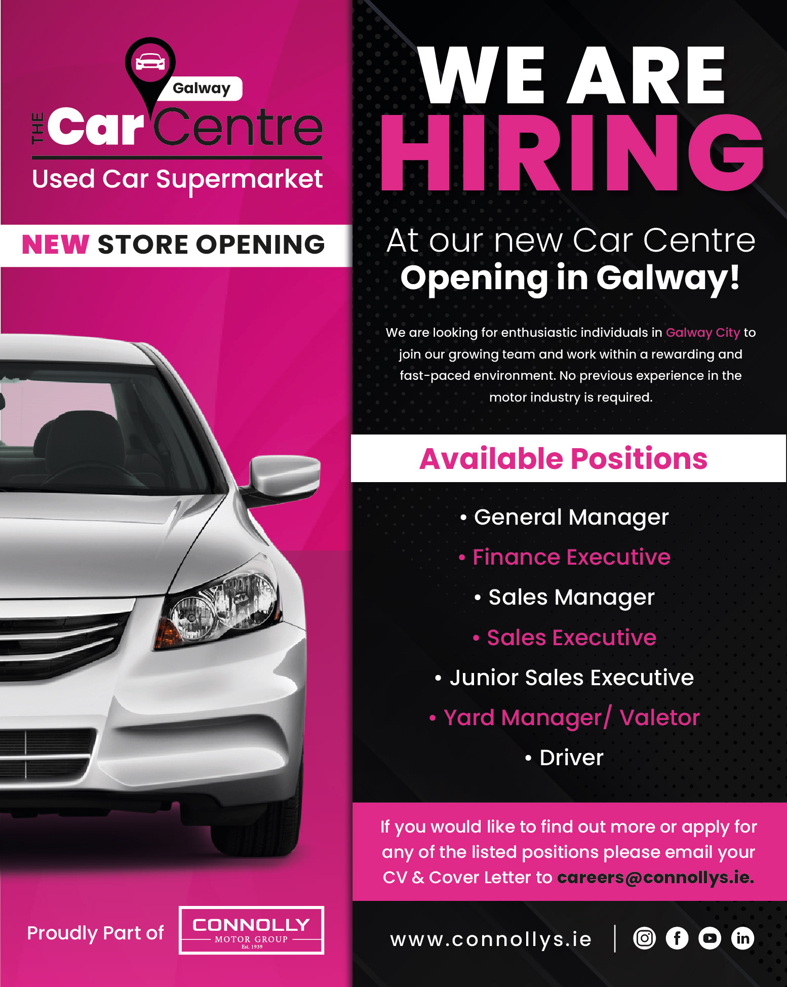 The Car Centre Press Ad - Now Hiring