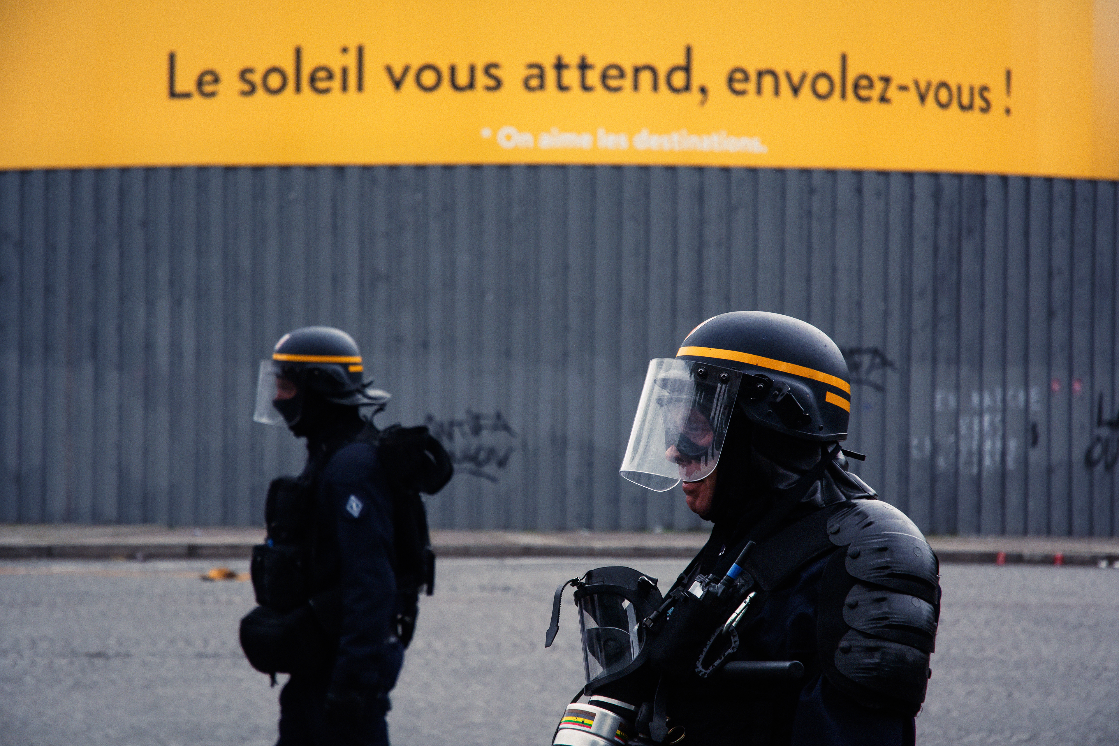 Evacuation of the Place de la Bastille by the police after the demonstration following the election of Emmanuel Macron. 08/05/17 - Paris