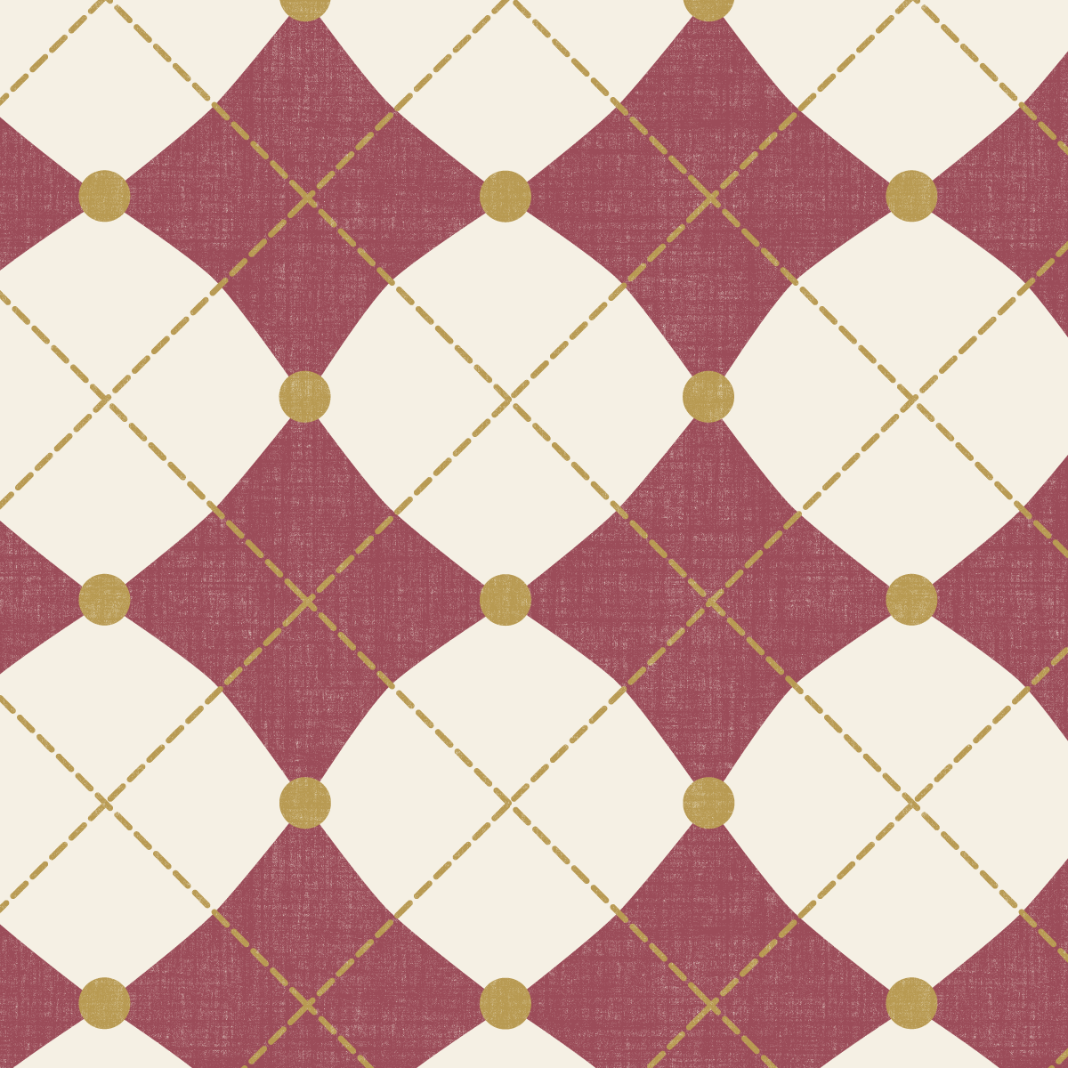Stitched Harlequin Cranberry Red