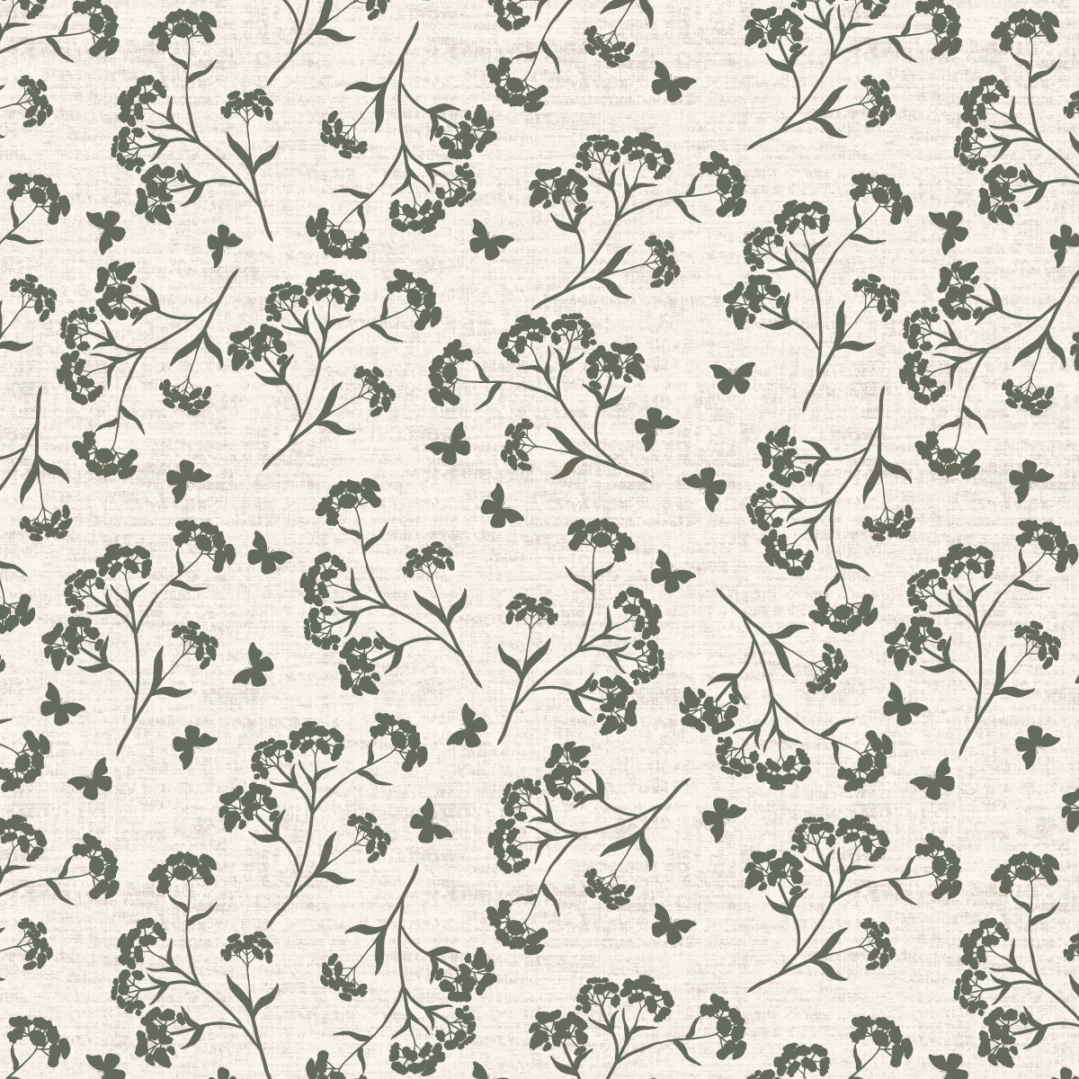 Wildflower Silhouette Forest Green