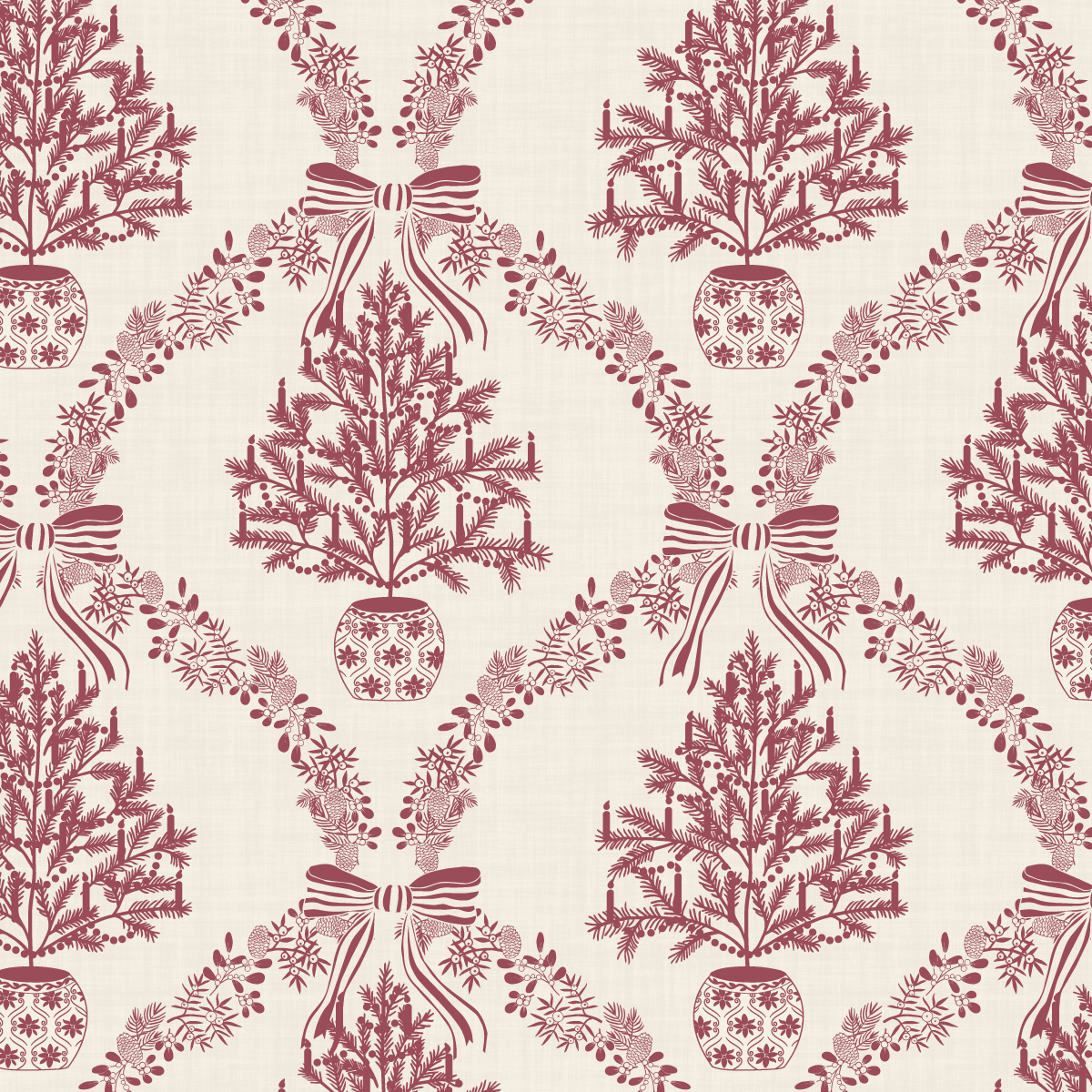 Winter Parlor Toile Cranberry