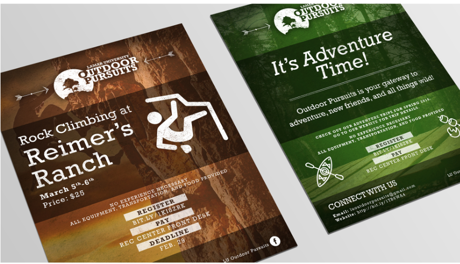 Outdoor Pursuits trip flyers