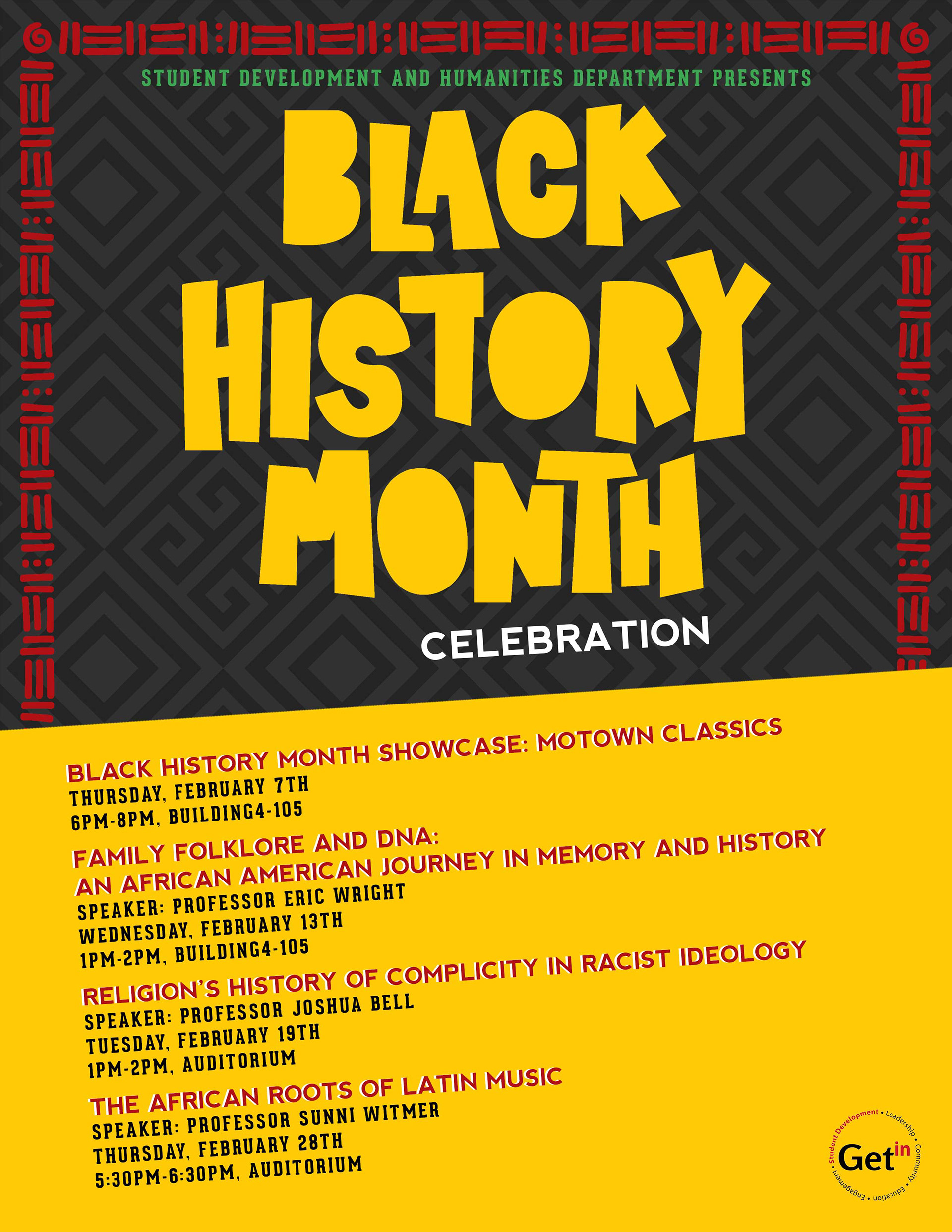 Designed Black History Month flyer to highlight diverse programming and drive attendance.
