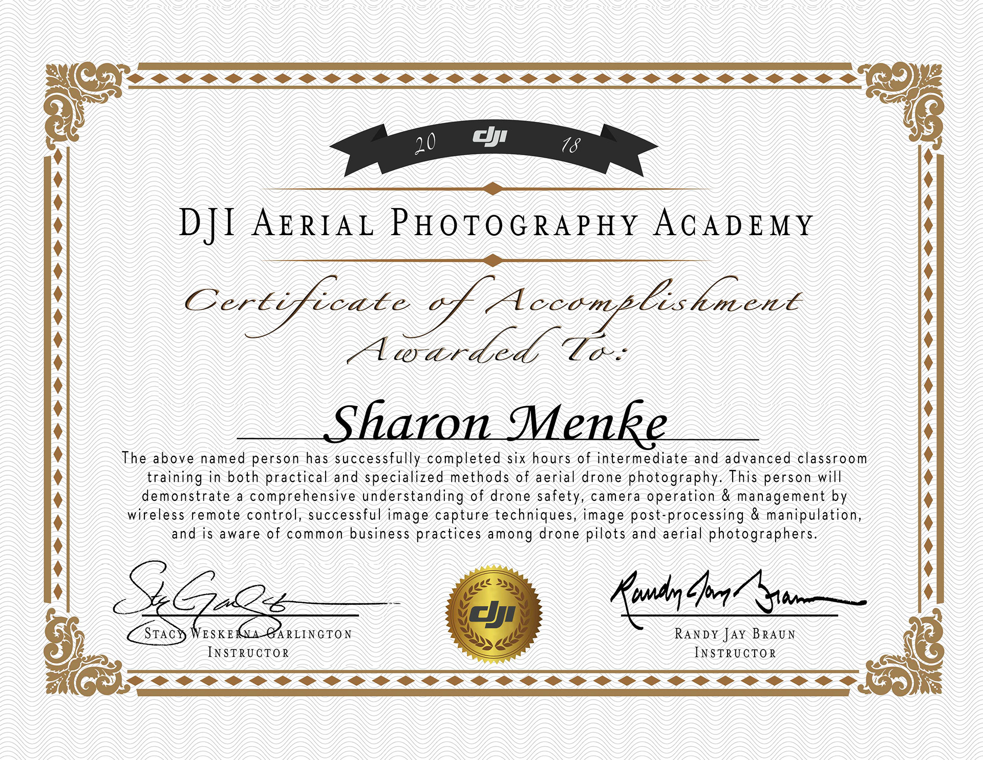 Certificate of Accomplishment 2018