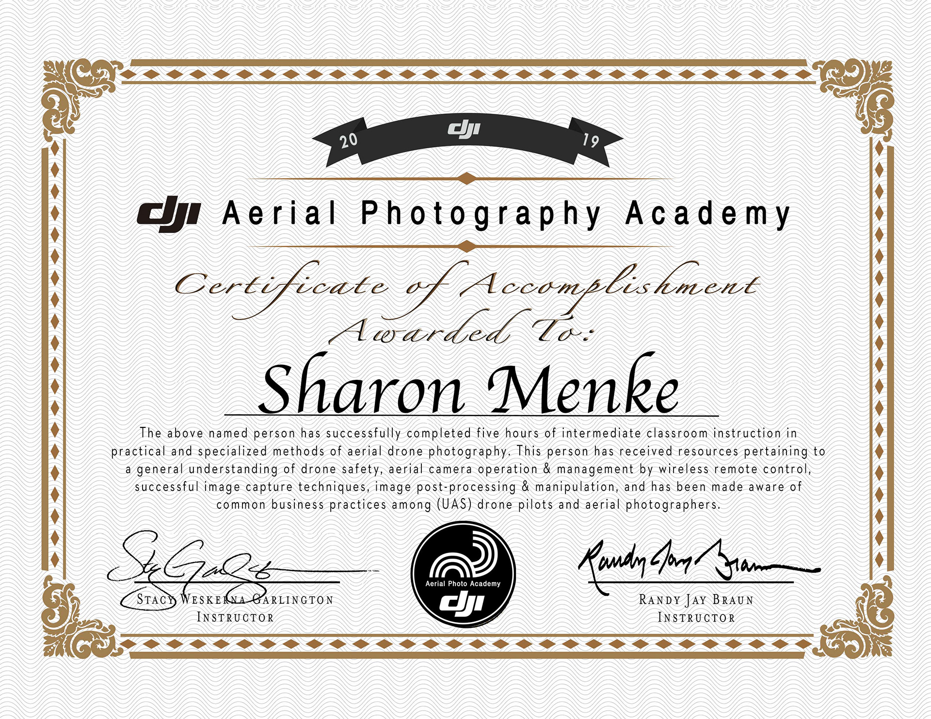Certificate of Accomplishment 2019