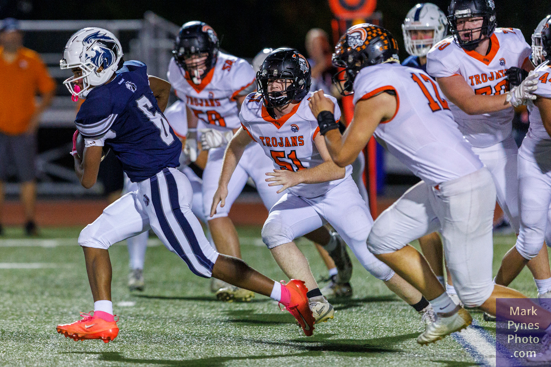 Kam'Ron Hayes breaks through Upper Dauphin defenders.