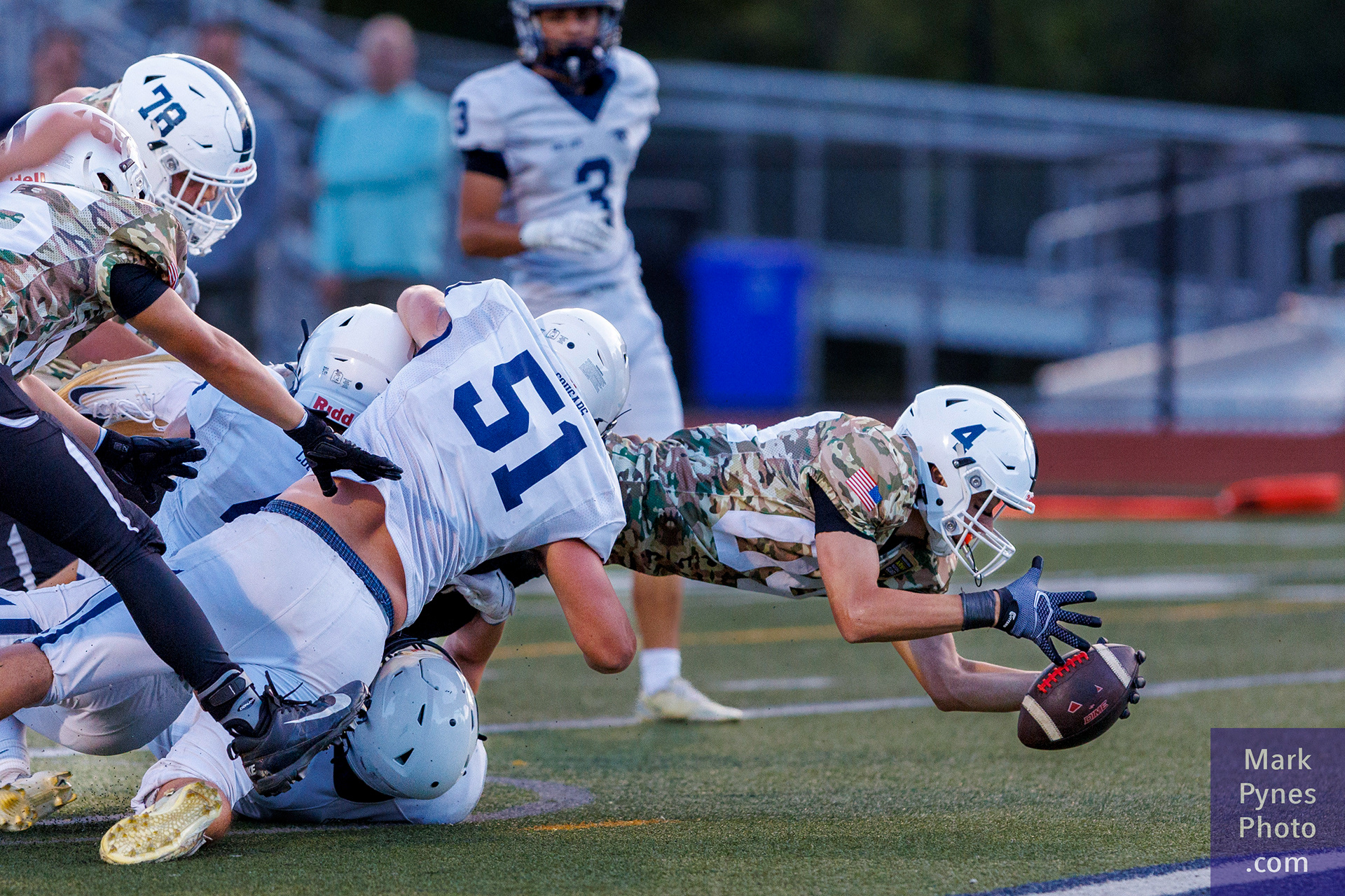 Owen Grove dives for the endzone.