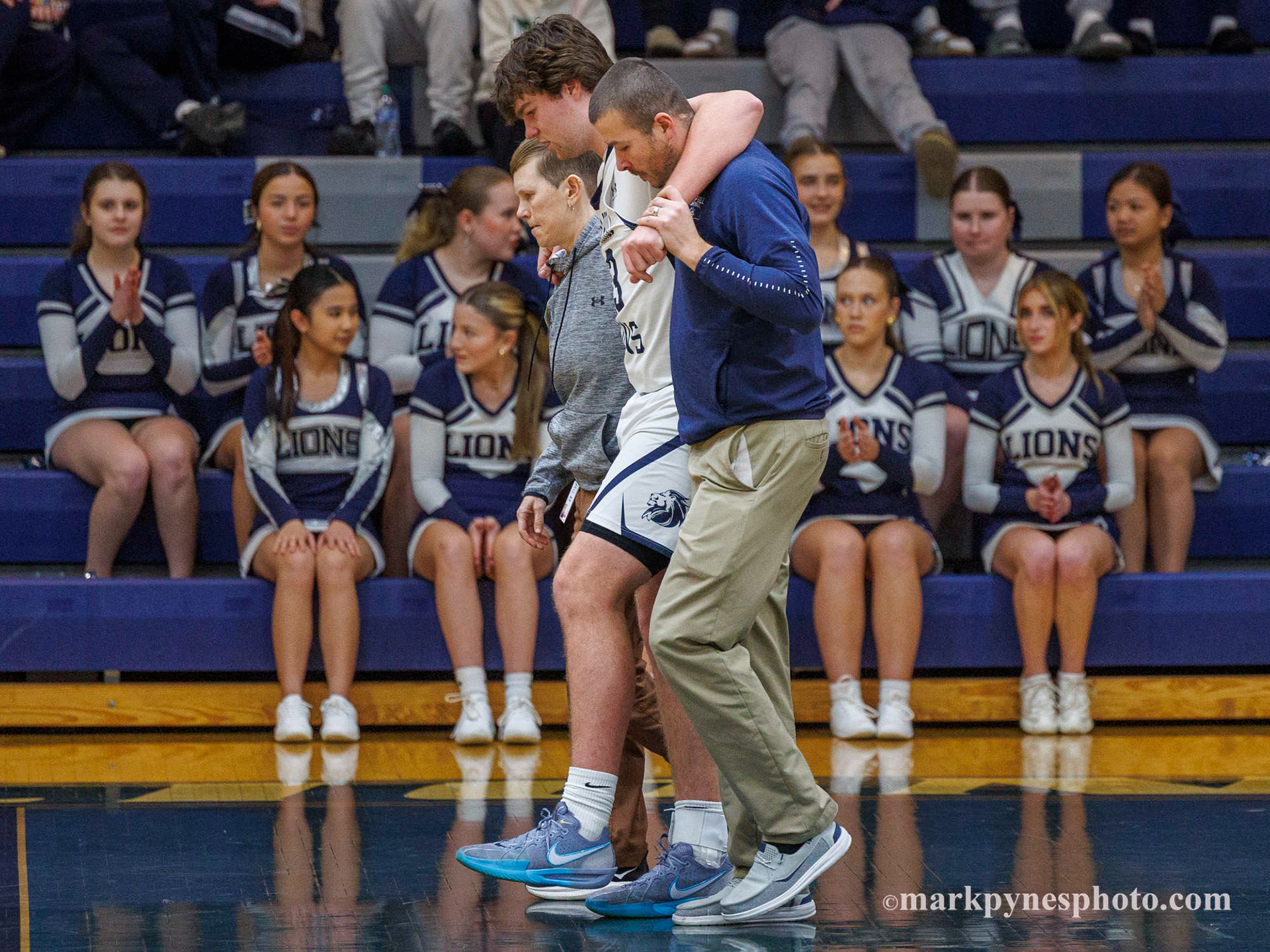 Despite Camp Hill Center Ian Goodwin going down to injury in the first quarter Camp Hill defeats Annville-Cleona, 58-48, at Camp Hill, Pa., Jan. 19, 2026.