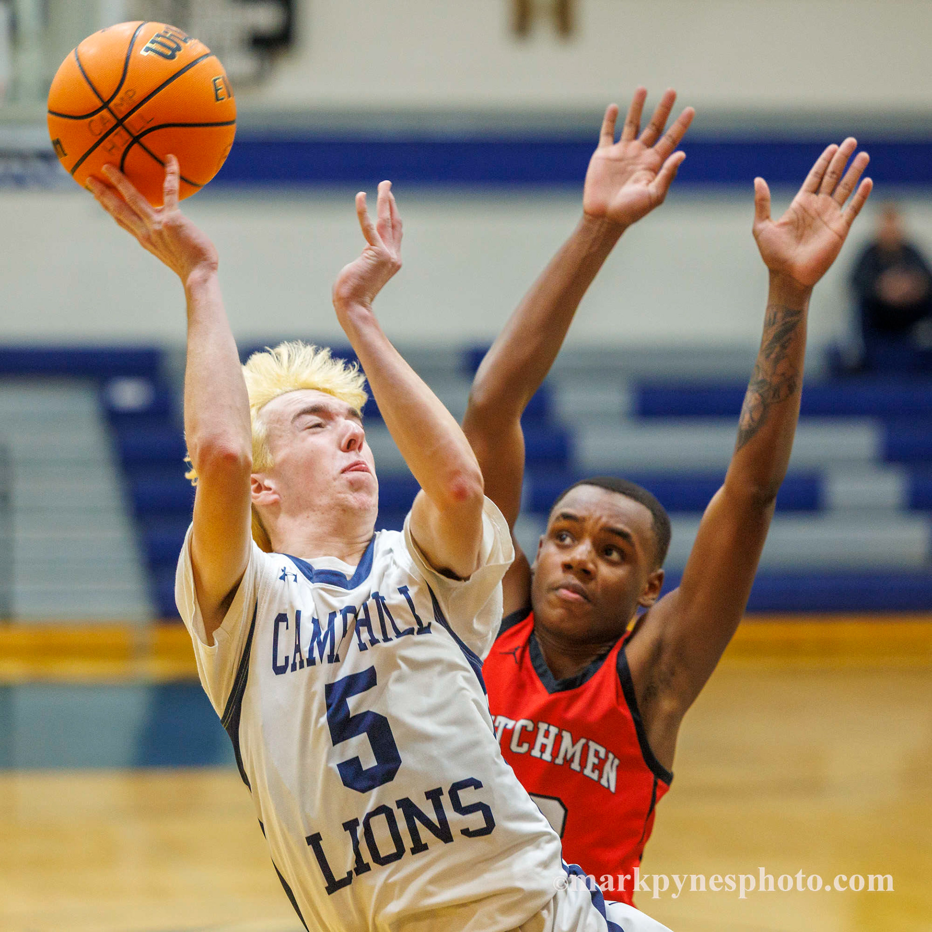 Jack Stewart, Camp Hill, shoots past Annville-Cleona defender Zari Hogue.