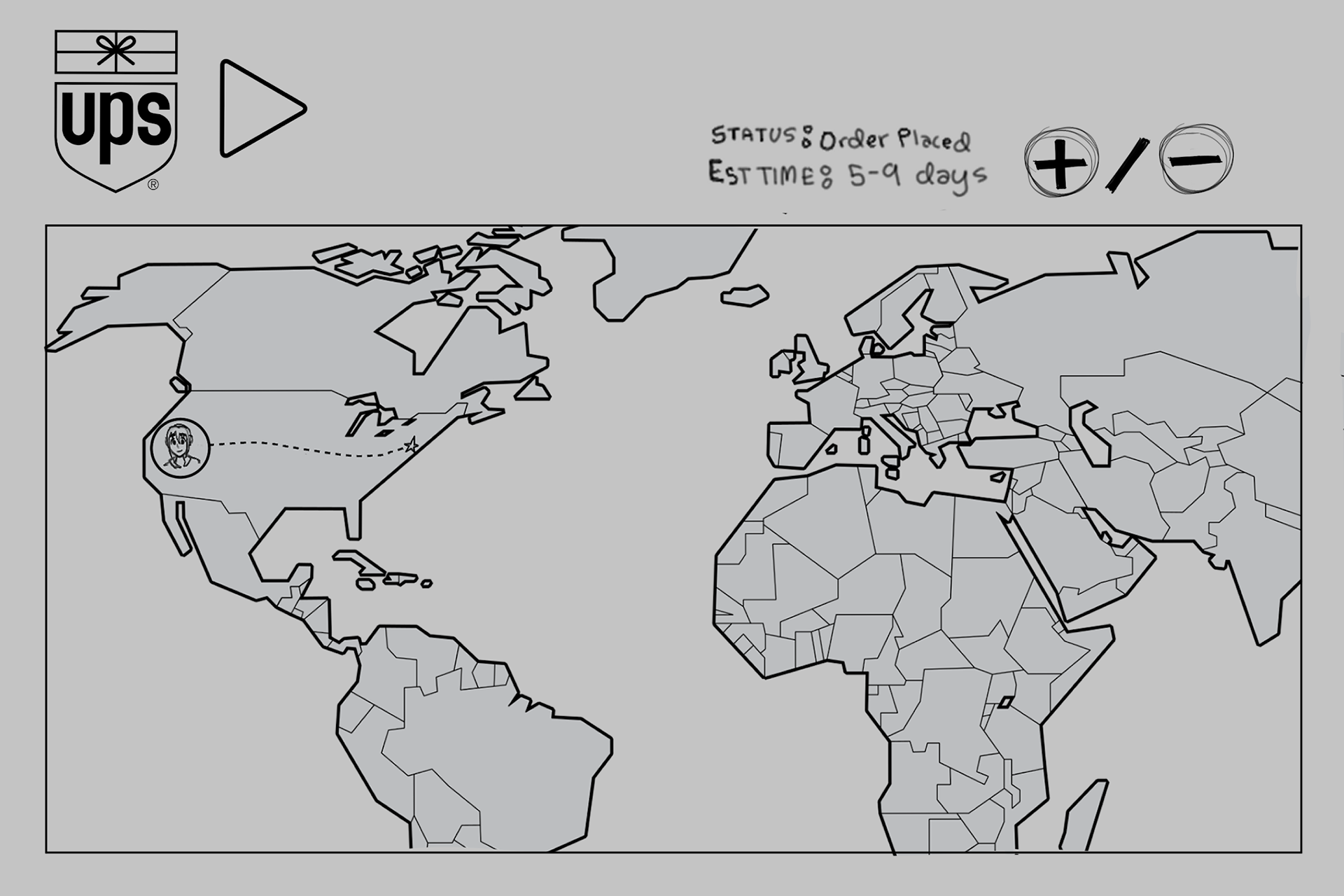 Sketch mockup of main menu