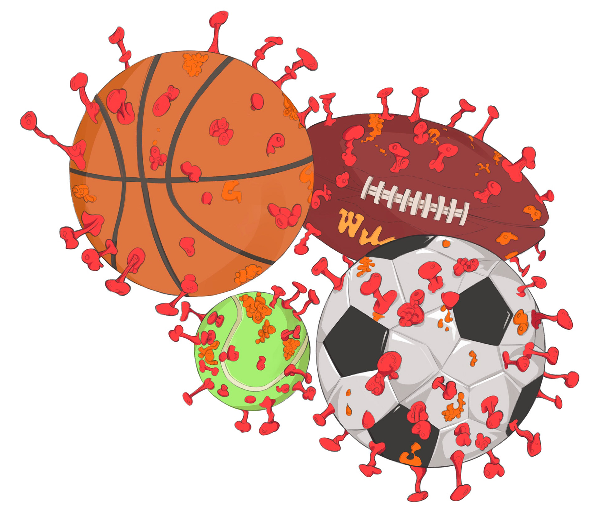 Aragon Outlook Illustration (2020): Assigned to create a digital illustration for an article about the impact of COVID on varsity sports teams.