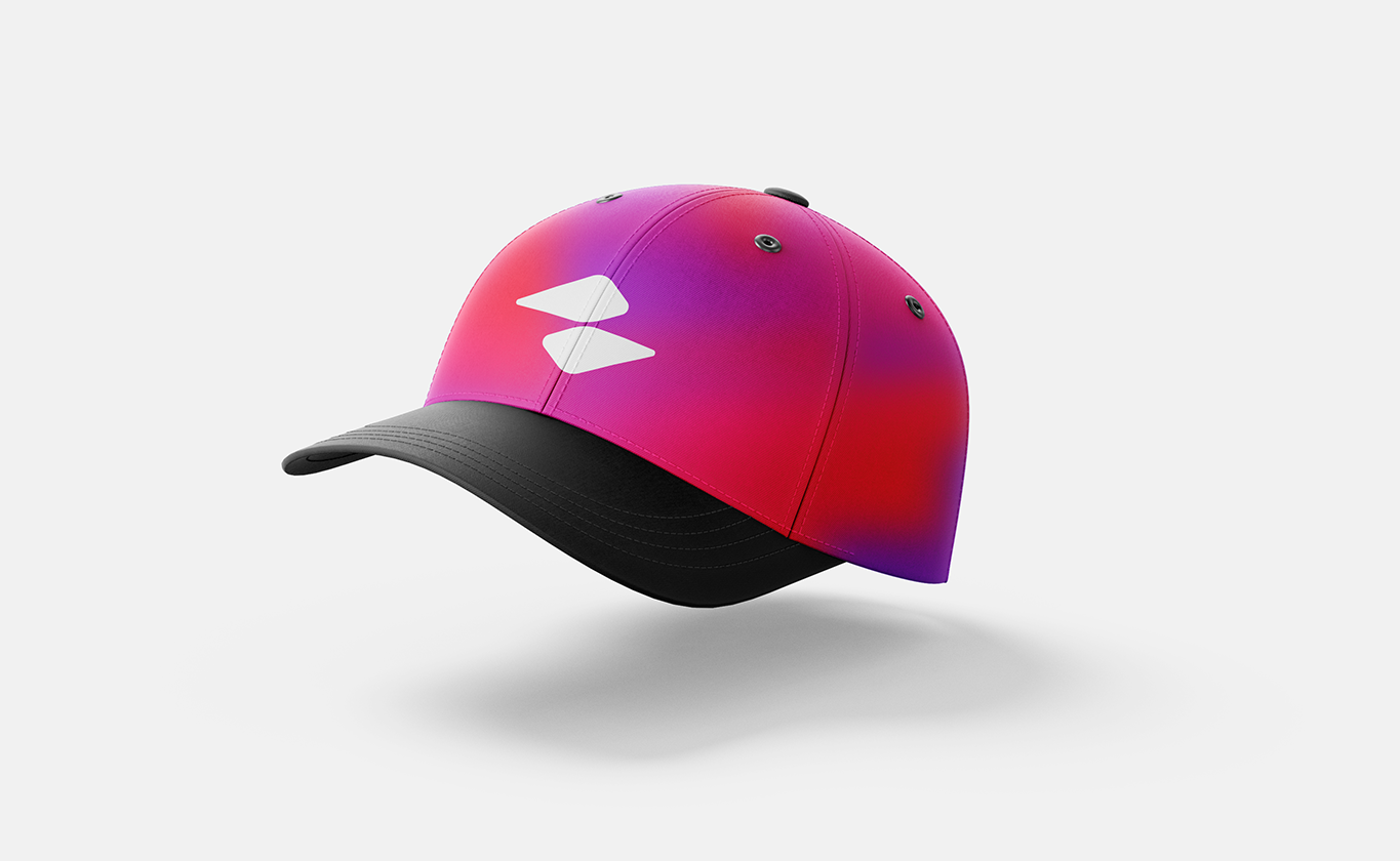 trainergia logo on orange and violet hat