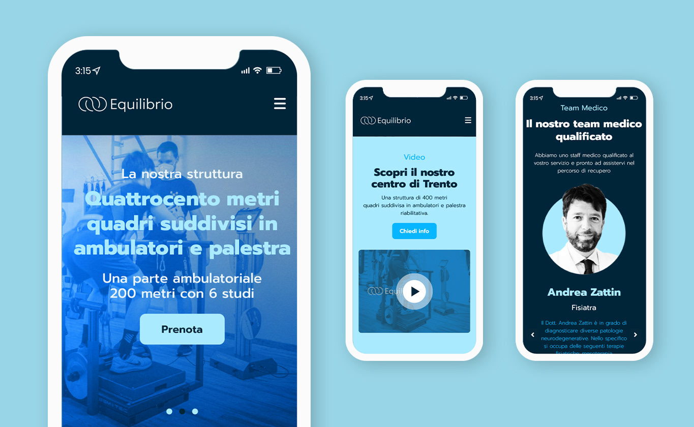 equilibrio trento site mobile layout mockup