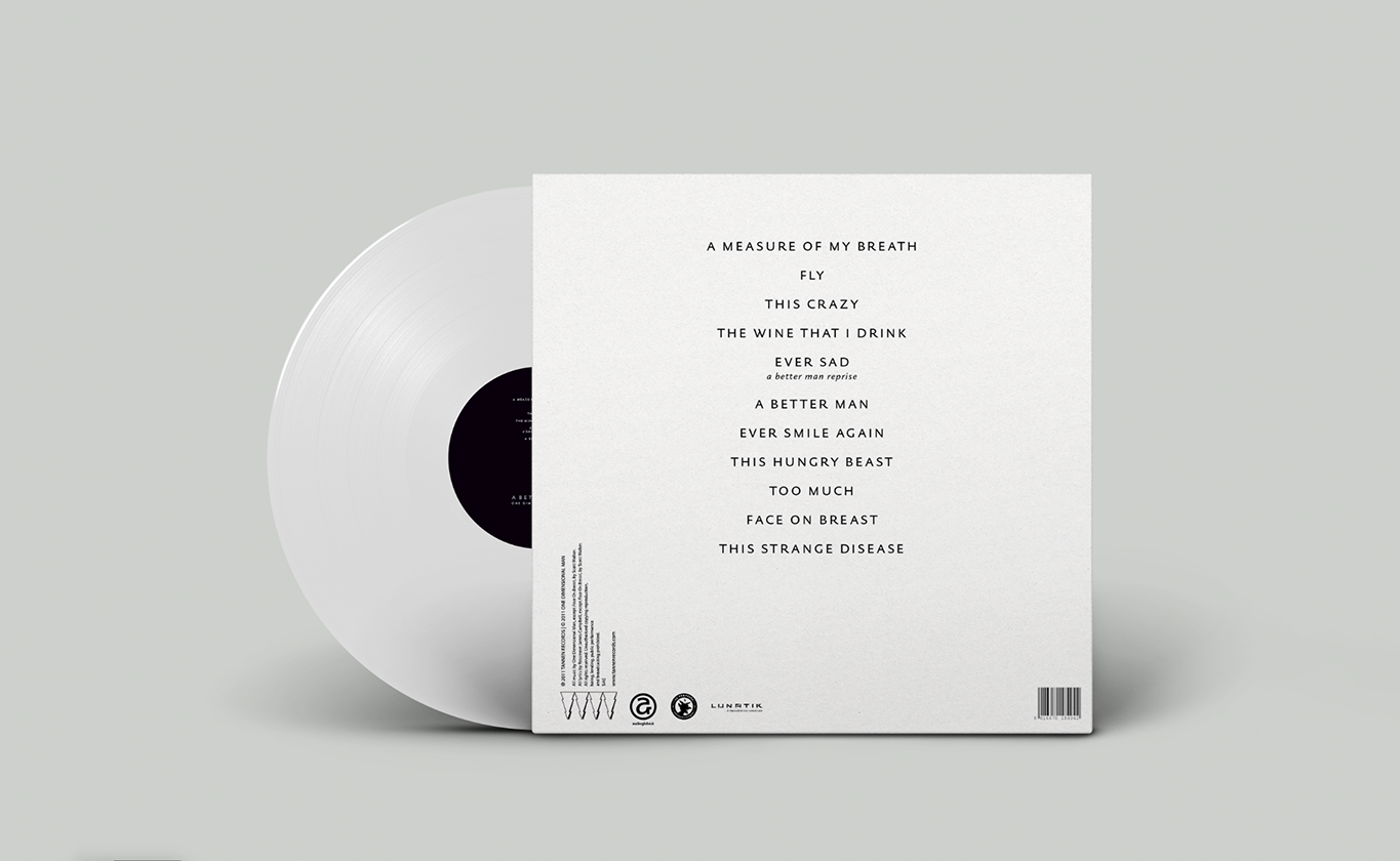 one dimensional man white vinyl and album back cover