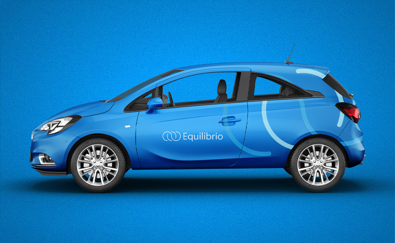 equilibrio trento clue car whit brand color and logo