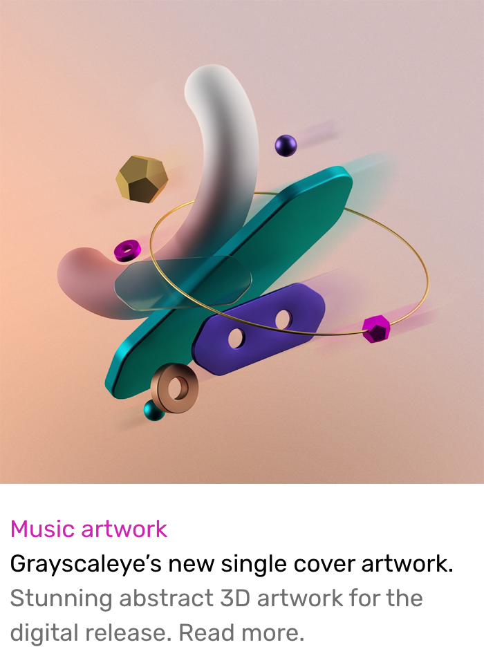 News, Grayscaleye_#1acad4 new single artwork: Abstract 3D artwork for "#1acad4" single. Art Direction, Illustration, 3D Render, Typedesign, Logo design.