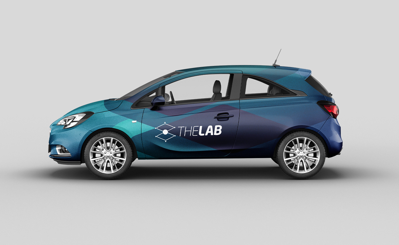 The lab logo car Branding Mockup