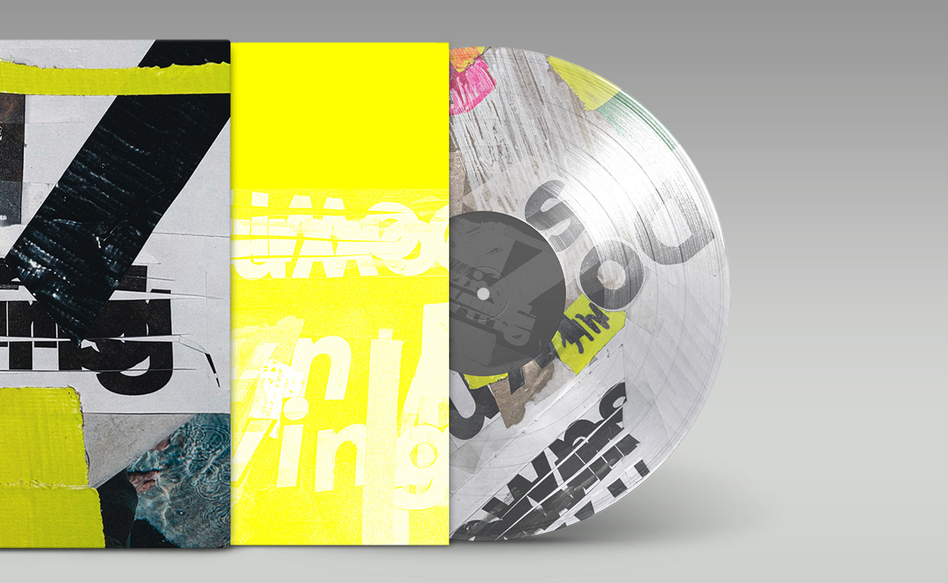 Downswing vinyl front cover artwork, sleeve and vinyl closeup