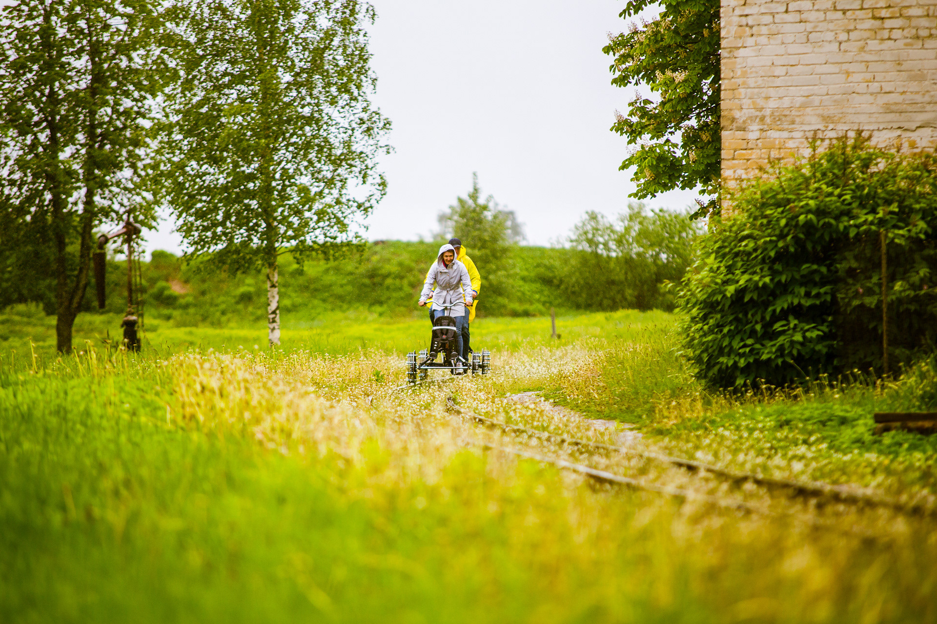 Railbiking at Gulbene station