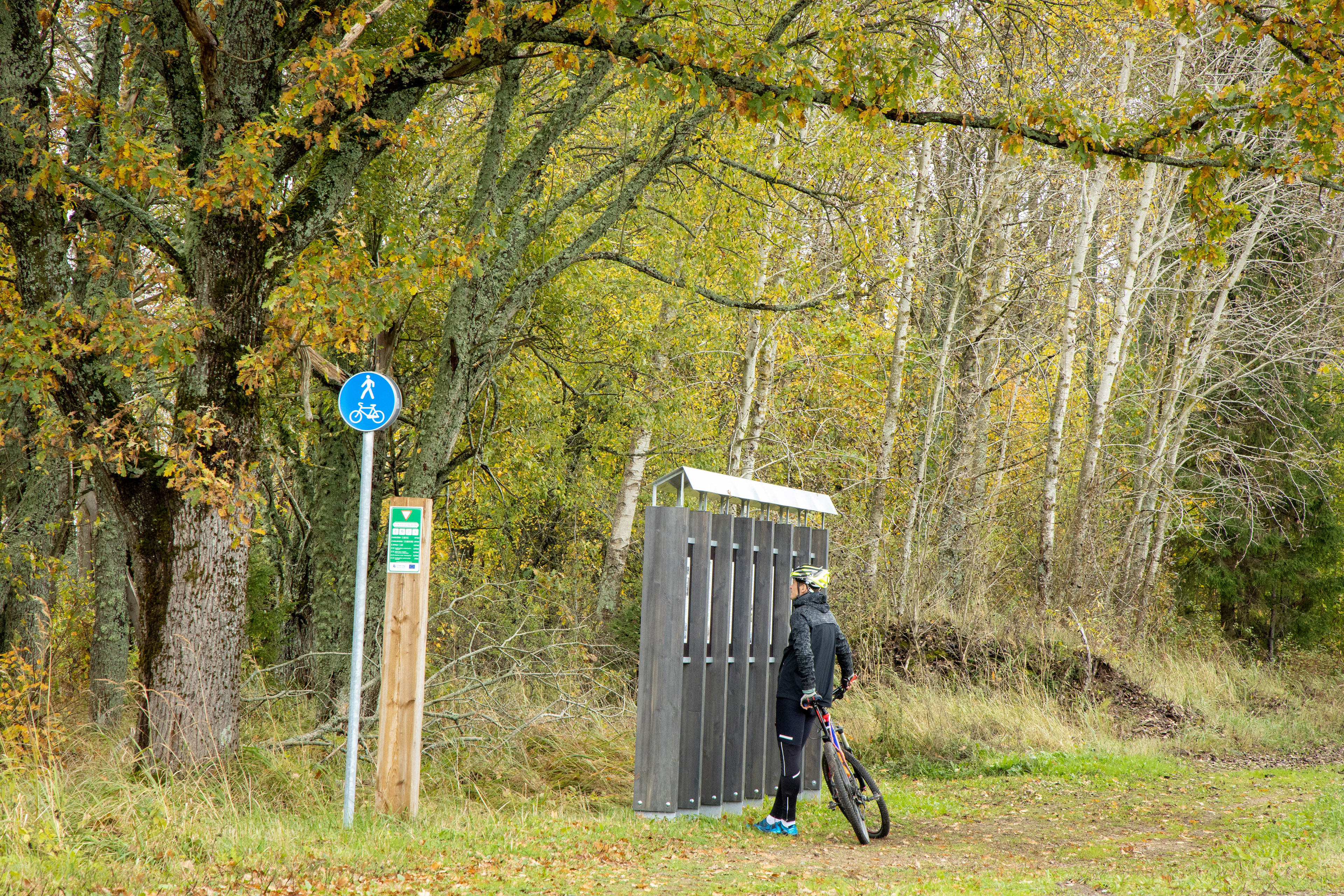 Info stand next to the Zilaiskalns greenway line junction