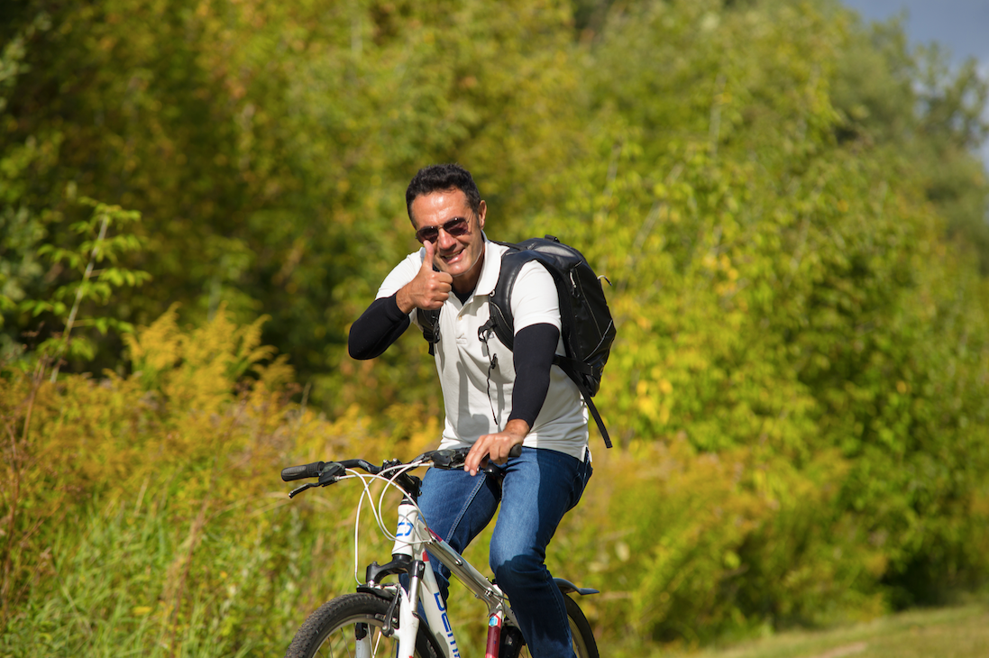 Cyclist near Limbaži during 9th EGWA Award study tour