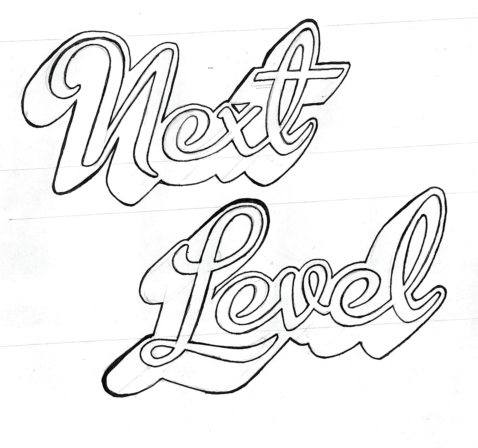 N.L.A. hand drawn lettering for final logo