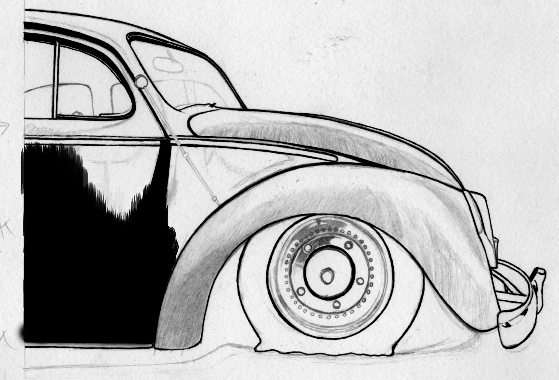 Tight sketch first as it was first brought into photoshop